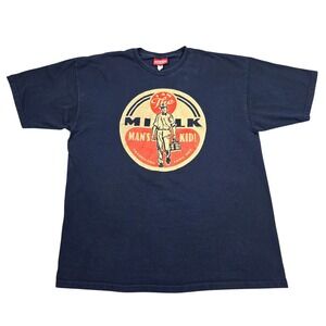 Farm Boy The Milk Man Kid Graphic T Shirt Navy Blue XL Western Cowboy Rodeo
